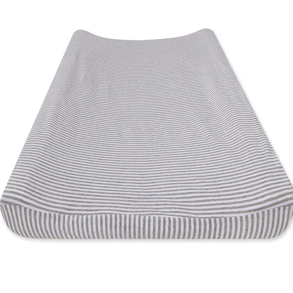 Burt's Bees Baby Striped Grey alphabet Changing Pad Cover